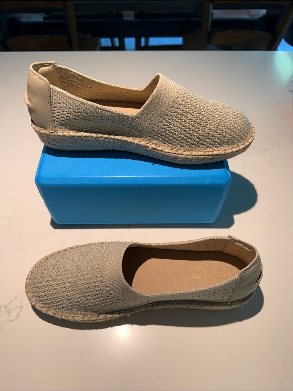 Cole Haan Beige Cloudfeel Knit Espadrille Slip-Ons Brand New no box size 7